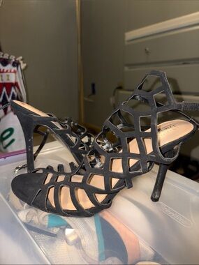 DSW Black Cutout Strappy High Heel Sandals